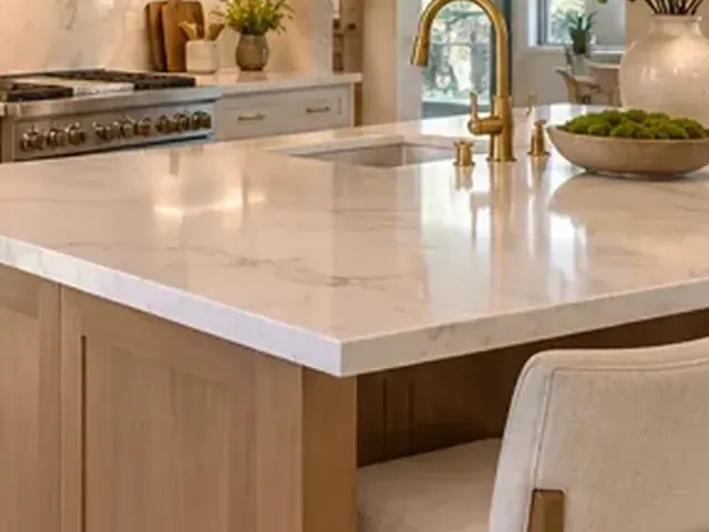 Kitchen stone countertop and sink area